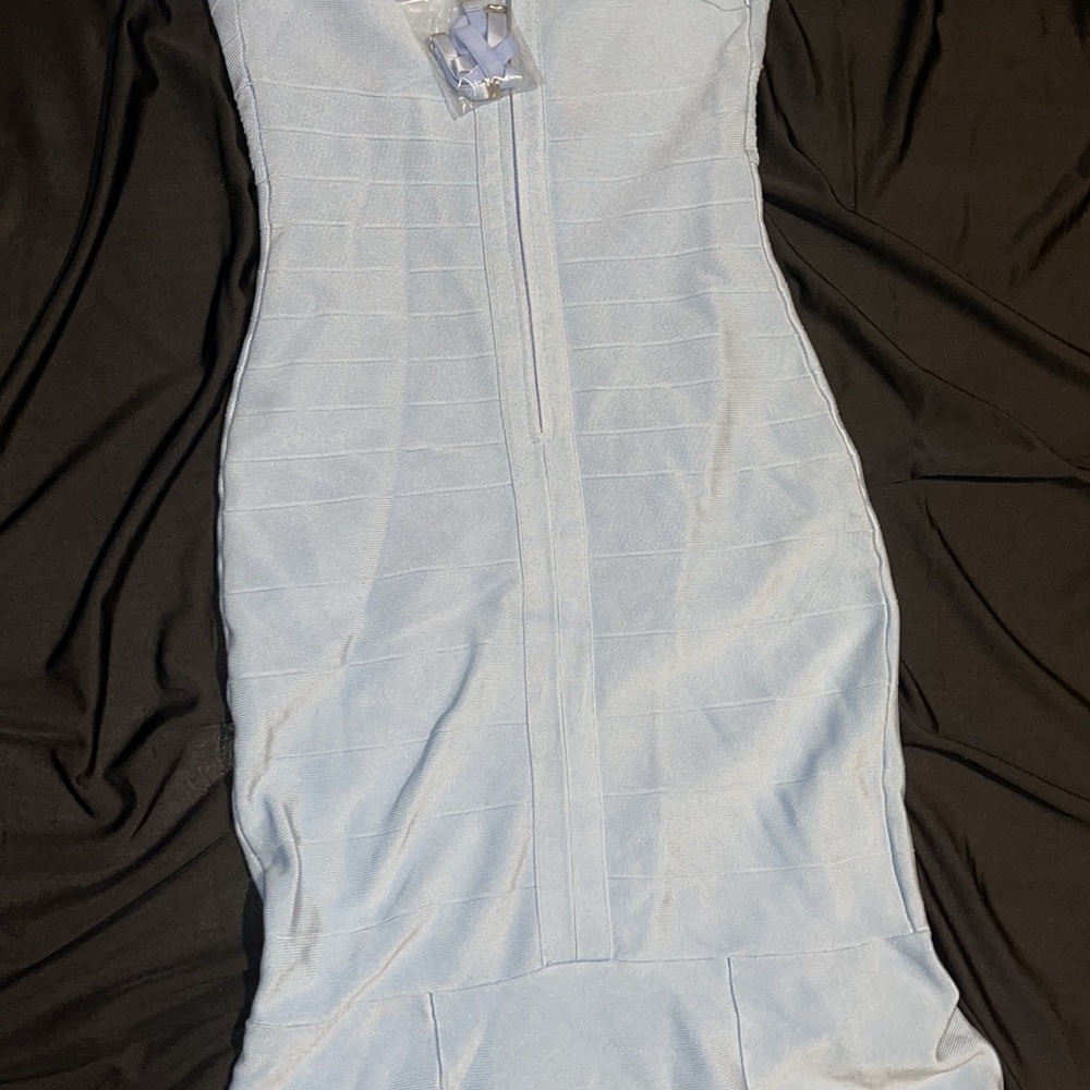 New Marciano With Love BANDAGE Long Gown Baby Blue Bodycon M - Picture 9 of 15
